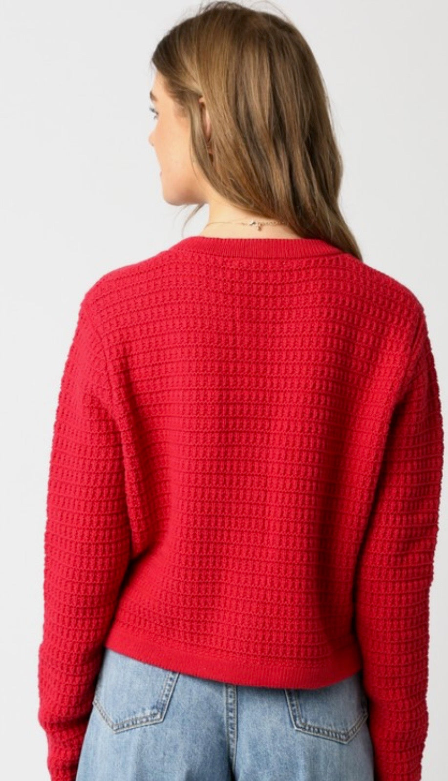 RED SWEATER CARDIGAN
