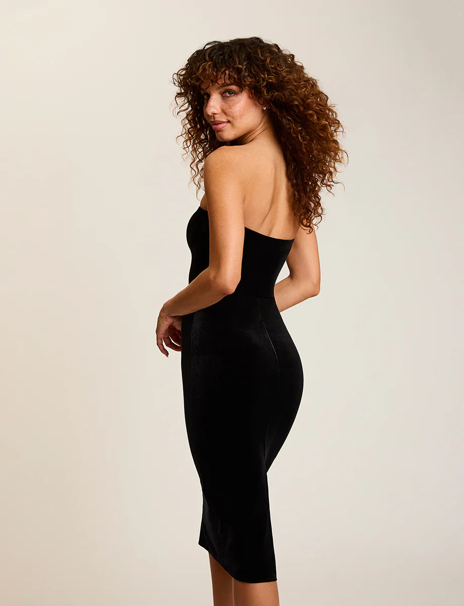 COMMANDO VELVET STRAPLESS MIDI DRESS