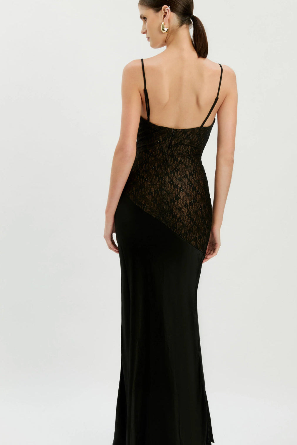 ARALIA LACE SATIN MAXI DRESS