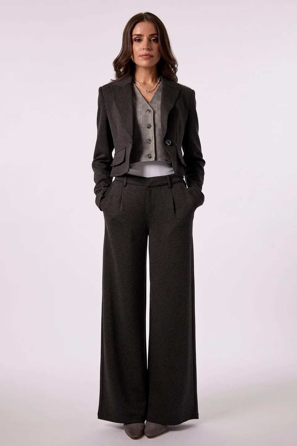 MADDIE CROPPED BLAZER WITH VEST INSERT