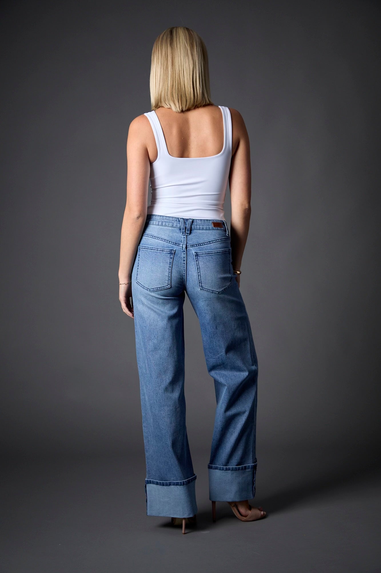 CUFFED LOW RISE WIDE LEG