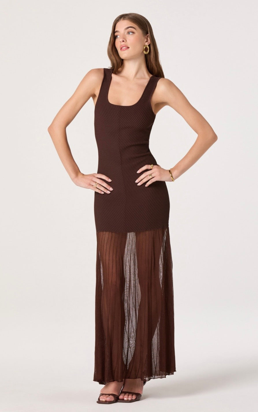GLENA DRESS BROWN