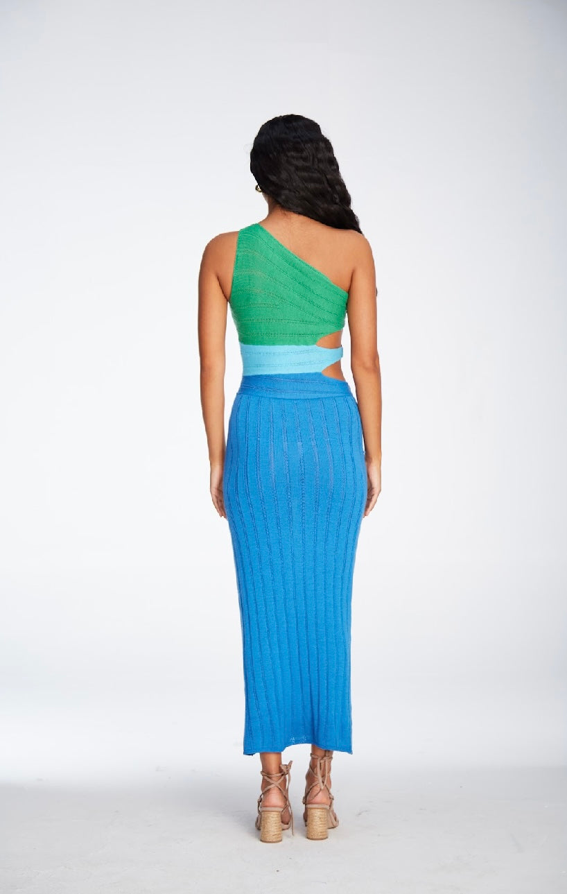 LAUREN COLORBLOCK BLUE DRESS