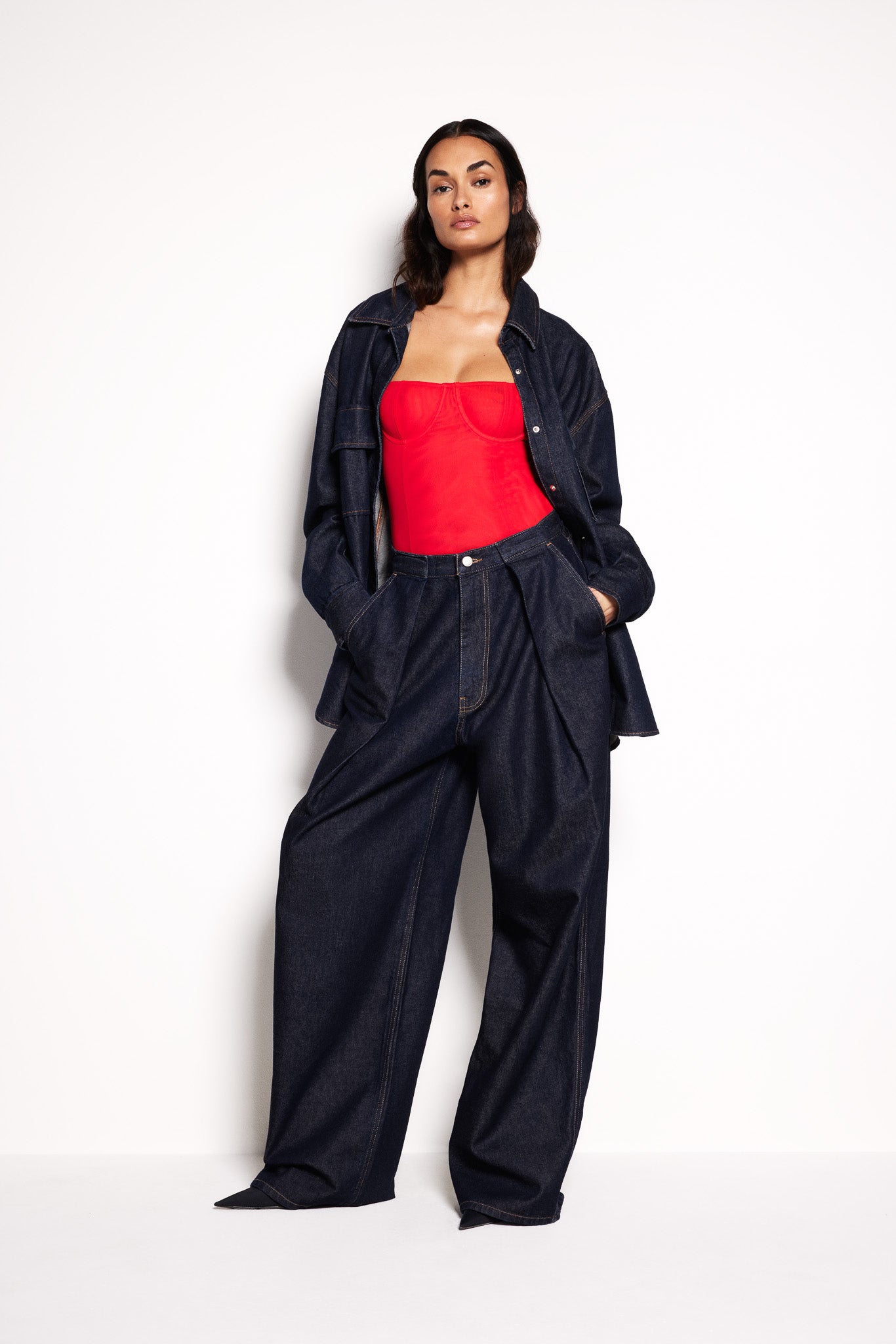 GOOD AMERICAN RED MESH BODYSUIT