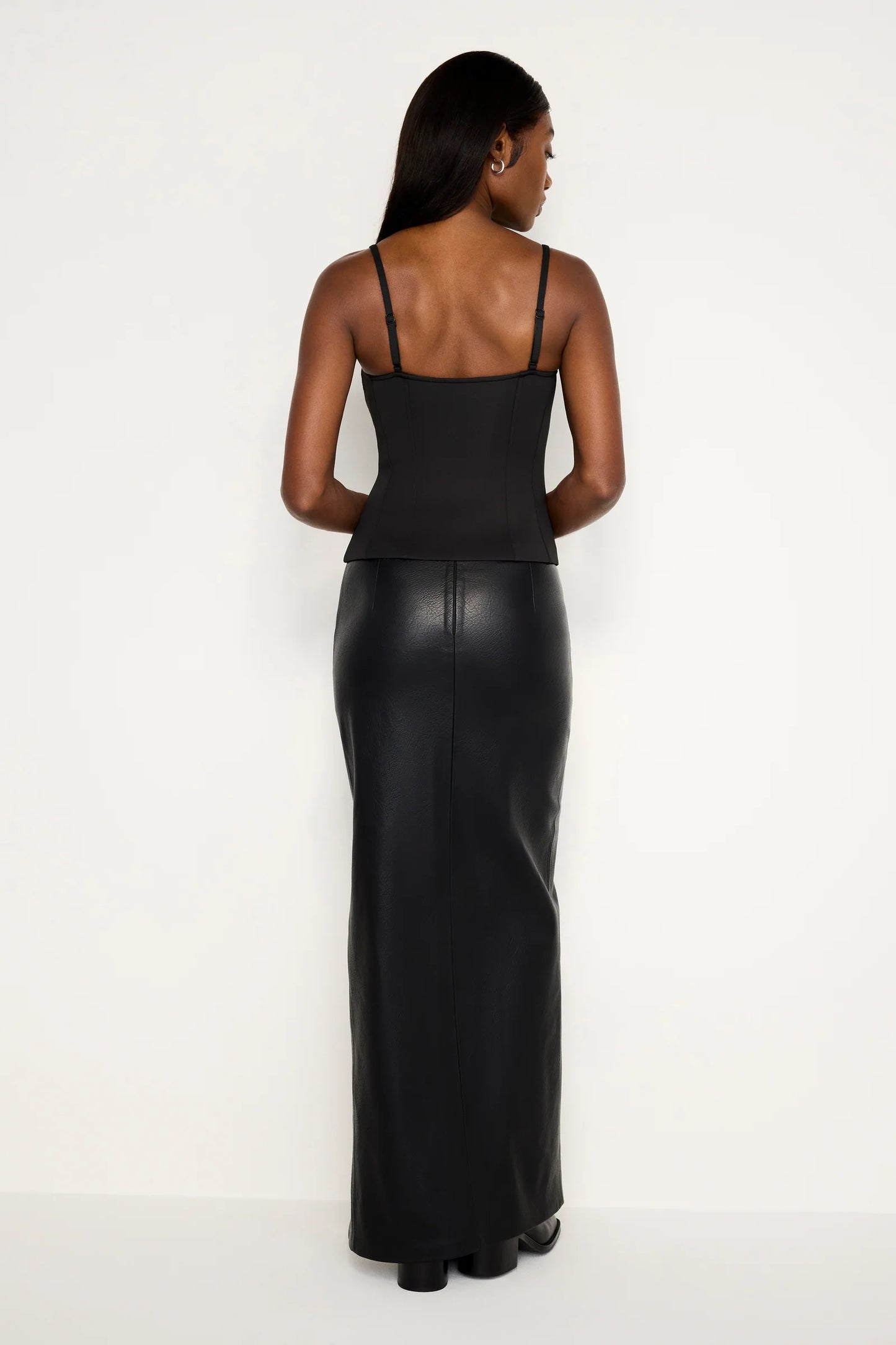 GOOD AMERICAN FAUX LEATHER MAXI SKIRT