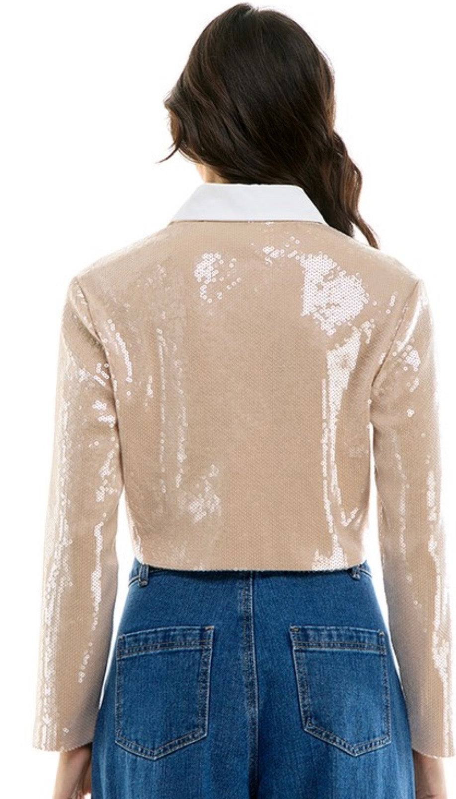 SEQUIN COLLARD TOP