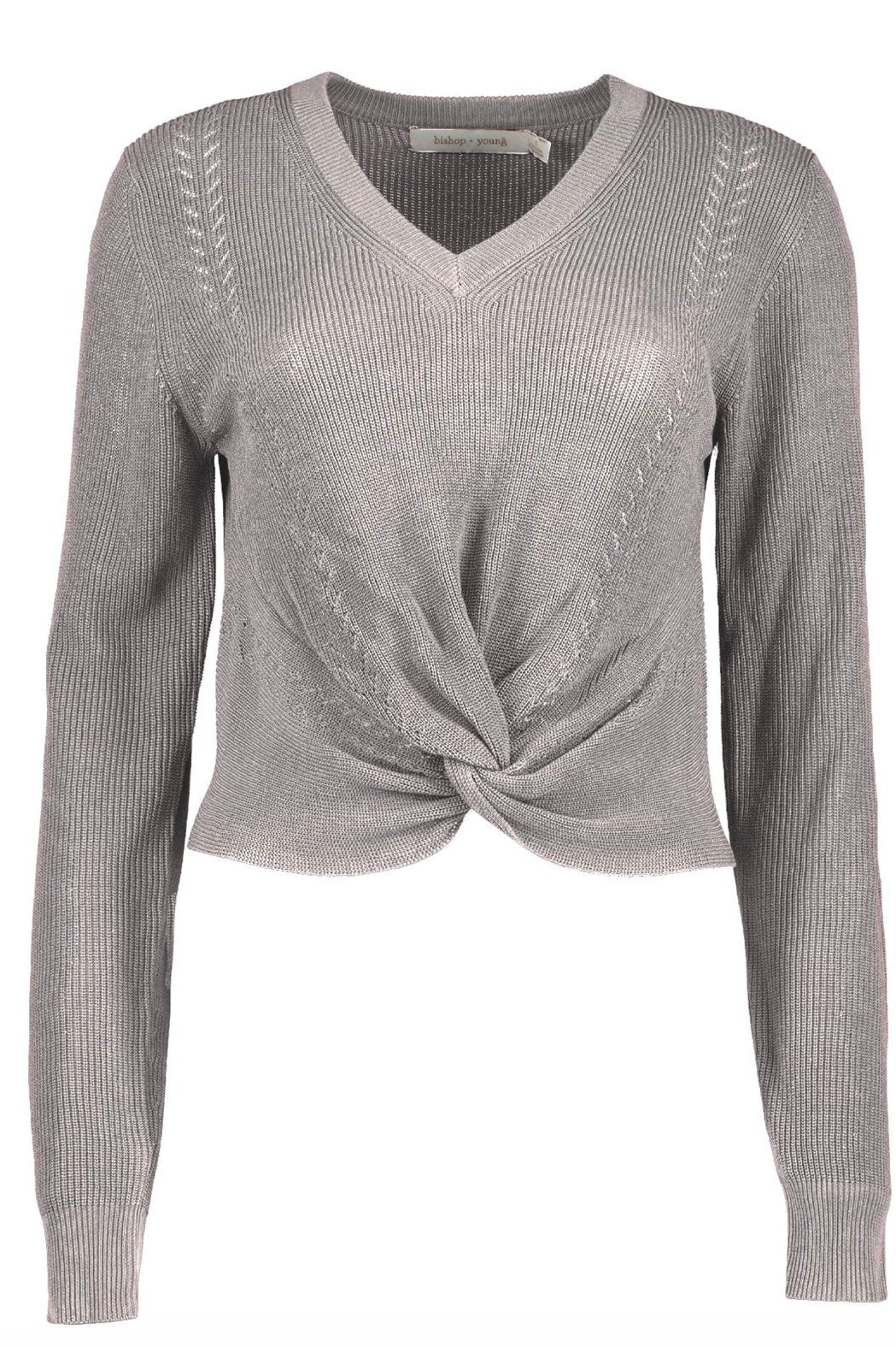 V neck twist front sweater cheap