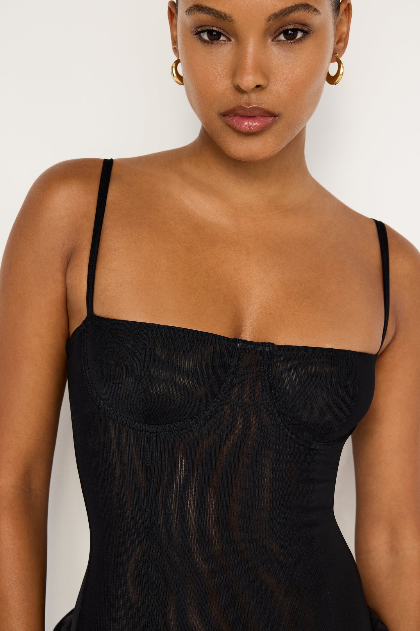 CORSET DEMI MESH BODYSUIT
