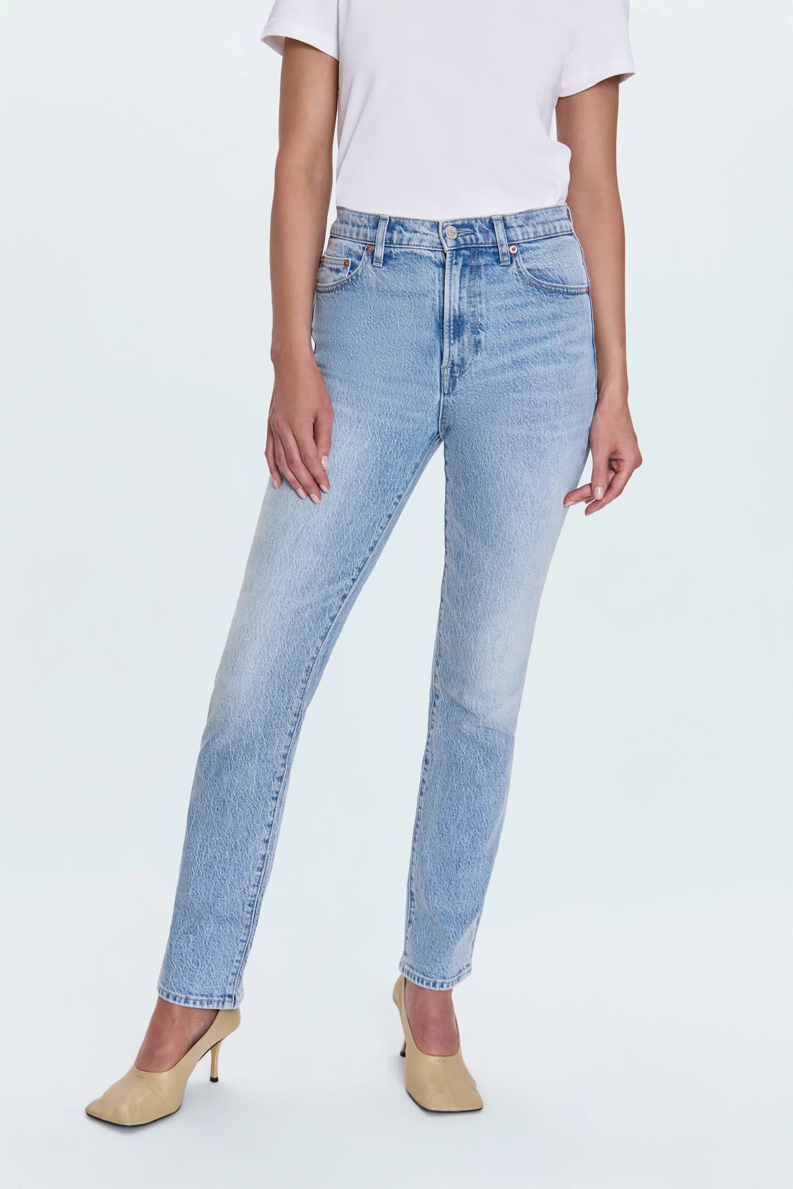 ぺ*ぺ様 「New Jeans へリン着用」GRAPE x YVMIN 水色Sサ BRI HIGH RISE SLIM STRAIGHT - SEQUEL – Envy by Melissa Gorga