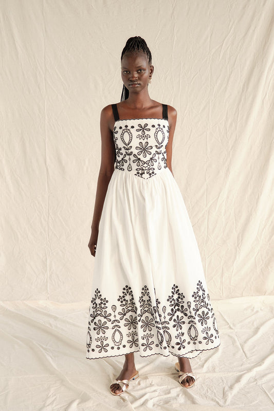 MARYL EYELET MIDI DRESS