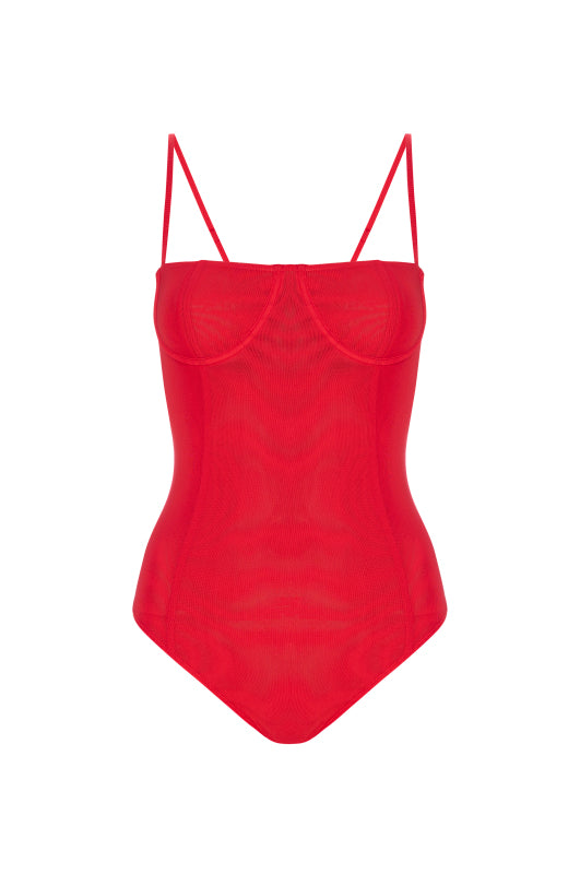 GOOD AMERICAN RED MESH BODYSUIT