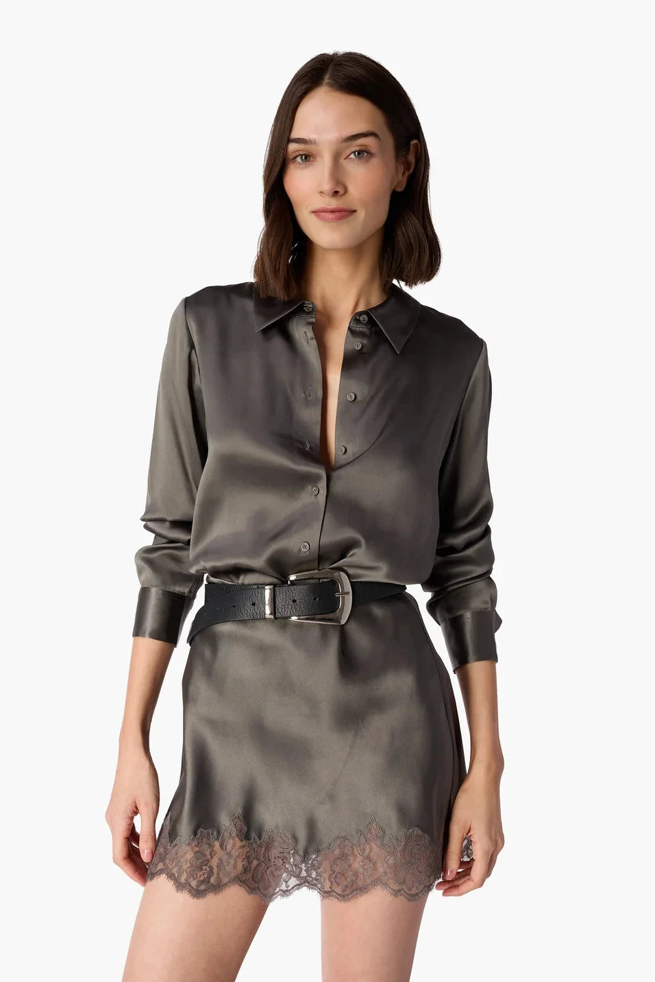 CROSBY BLOUSE GUNMETAL
