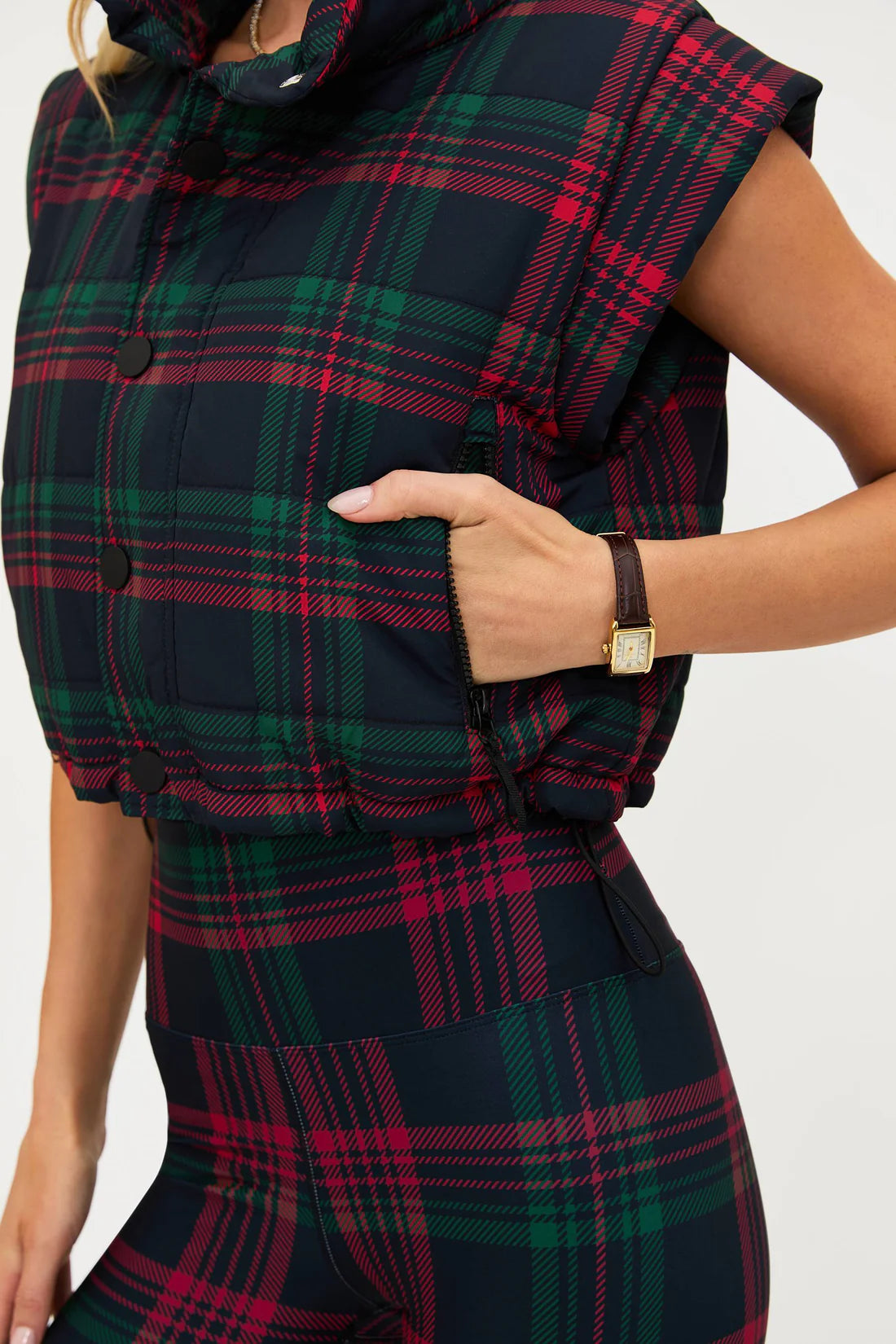 CANYON PUFFER VEST RIBBON PLAID