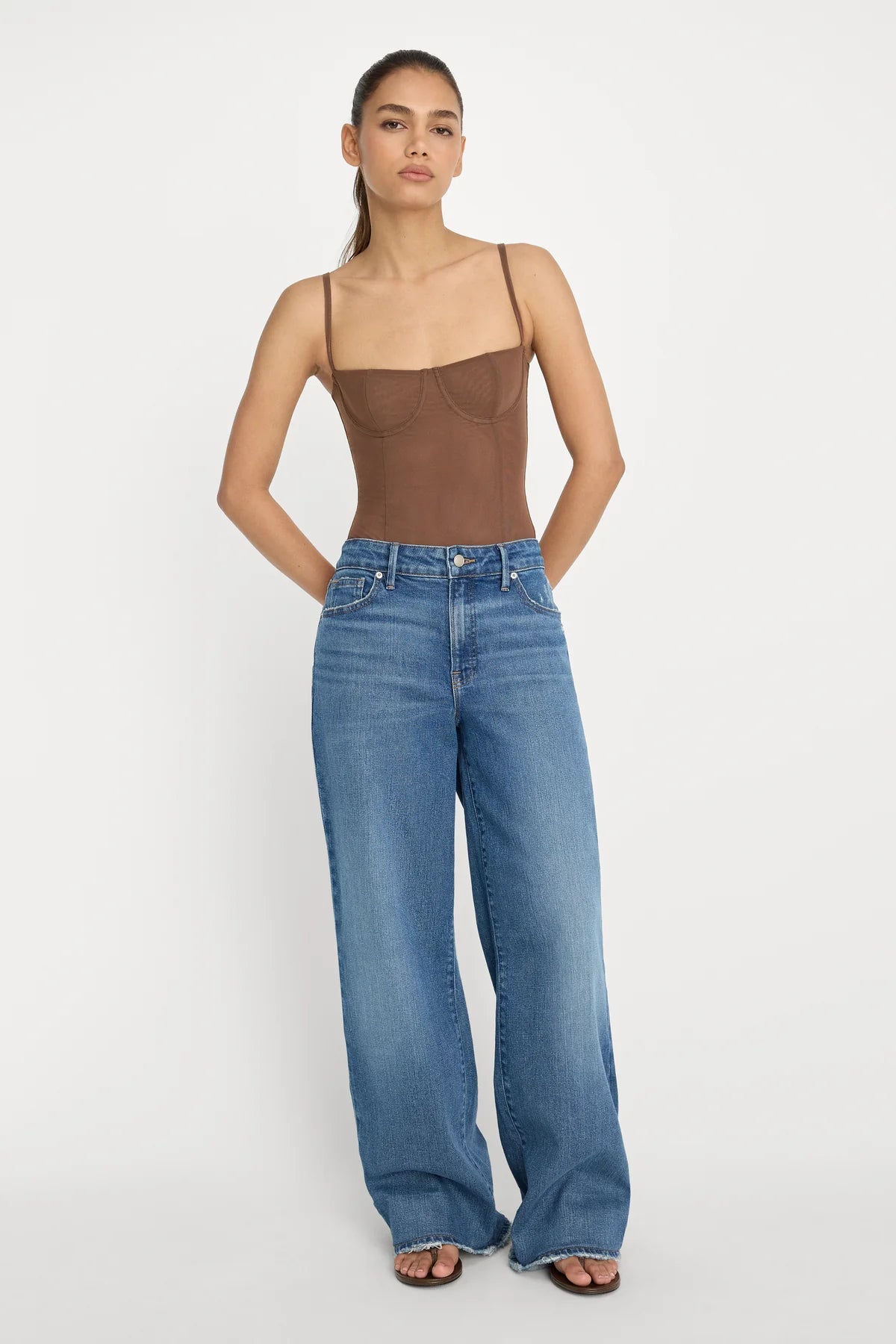 GOOD AMERICAN MESH BUSTIER BODYSUIT