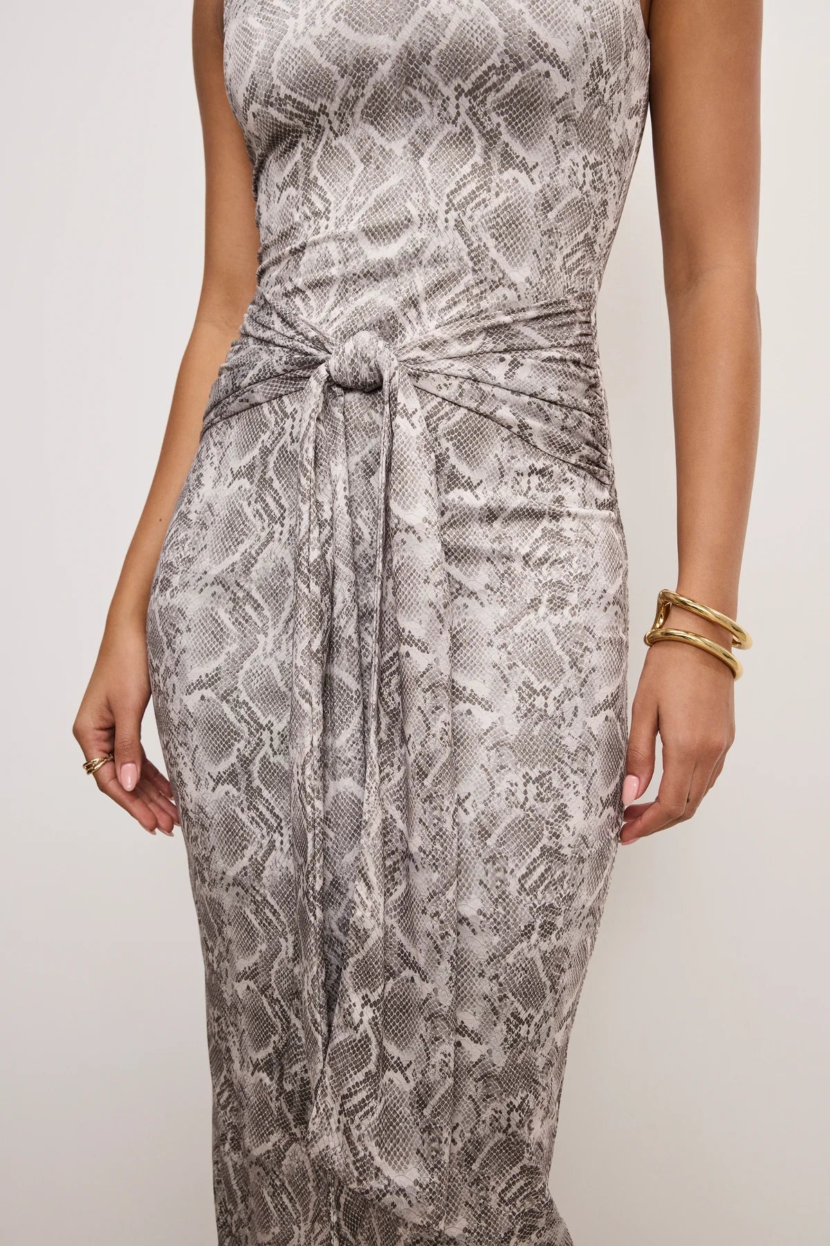 SLINKY JERSEY RUCHED MIDI DRESS