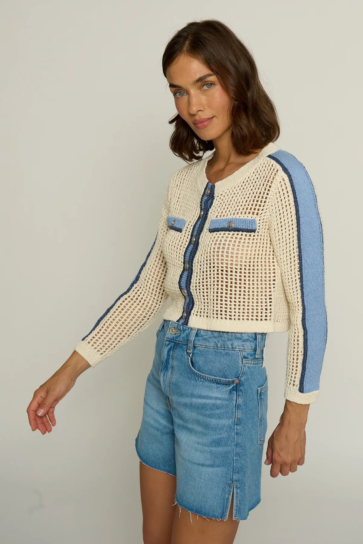 MESH STITCH CARDIGAN