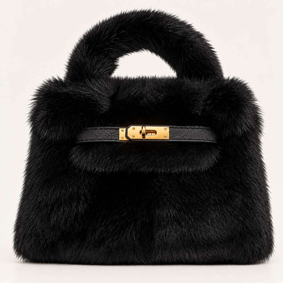 FAUX FUR PURSE BLACK
