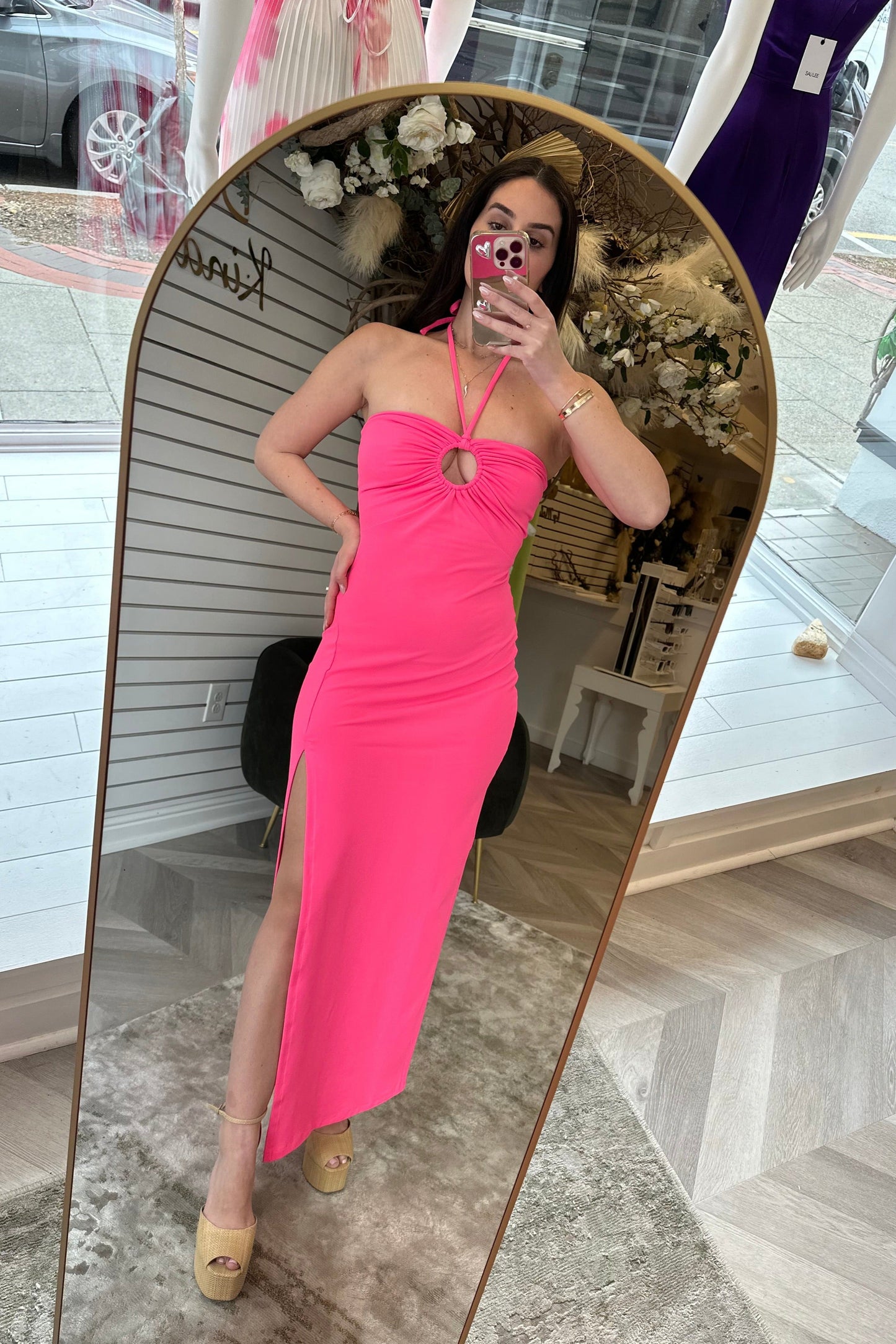 RING FRONT SLIT DRESS