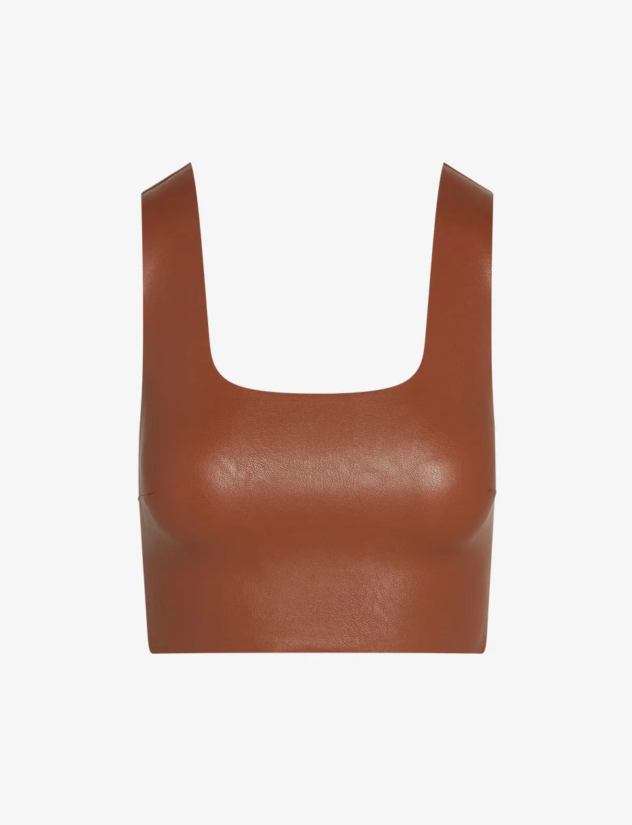 FAUX LEATHER SQUARENECK CROP