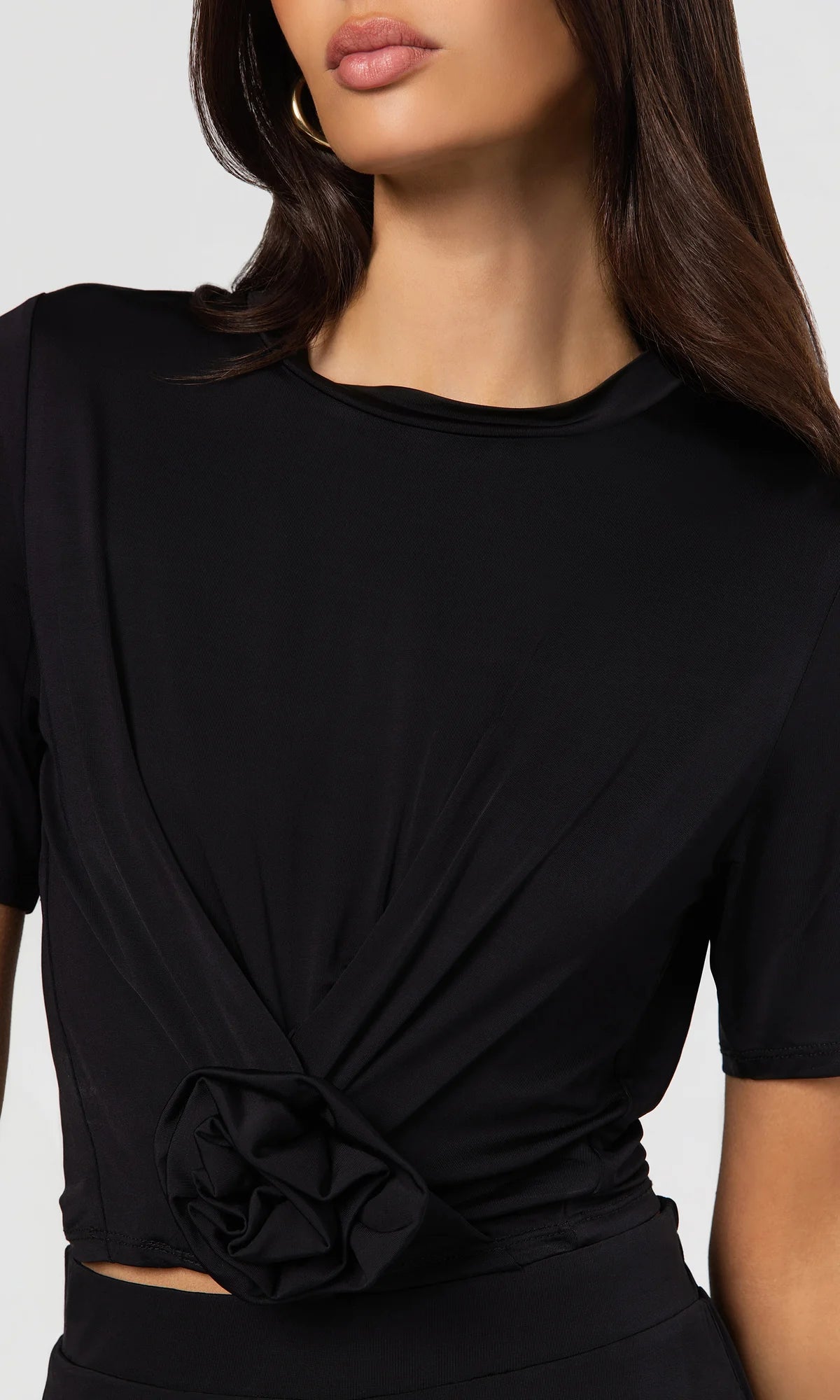 ADELAIDE ROSE SHEEN JERSEY TOP BLACK