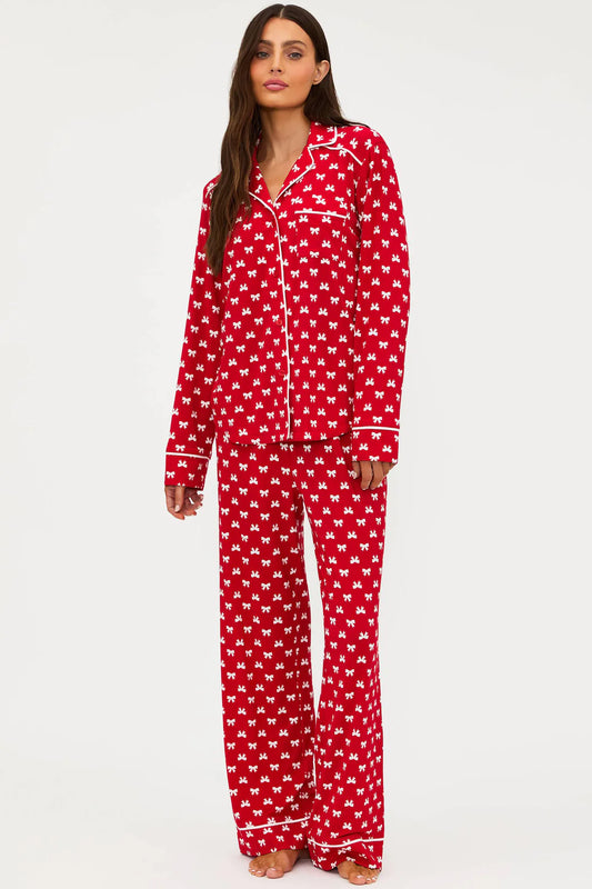 LIVY PEPPERMINT BOW PJ SET