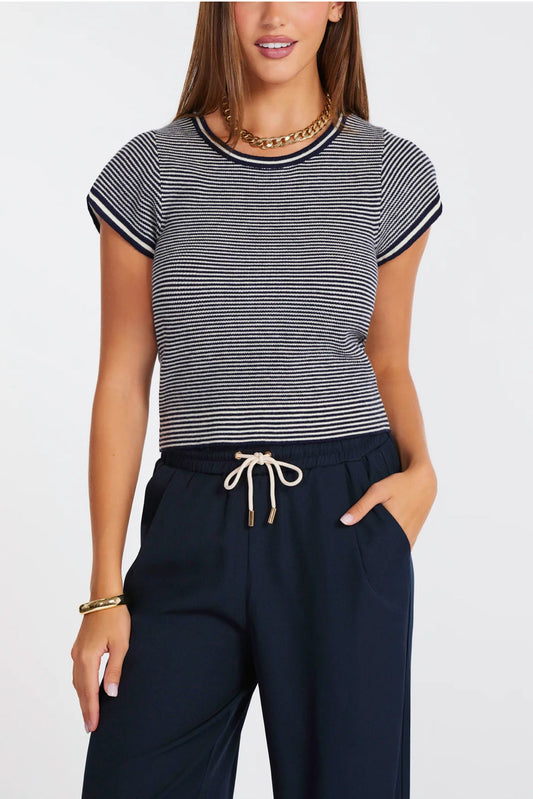 HEPBURN SHORT SLEEVE STRIPE SWEATER