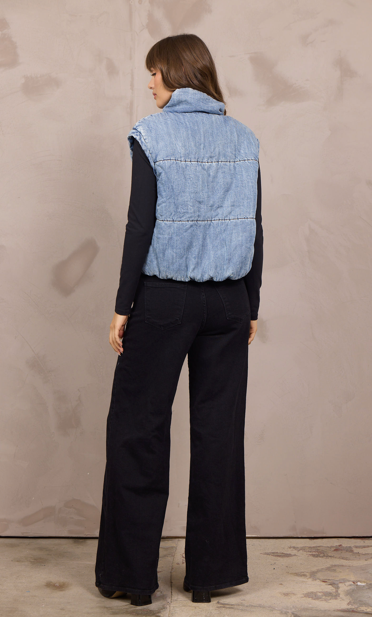 DENIM PUFFER VEST