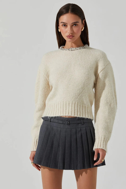 ROWYN EMBELLISHED COLLAR SWEATER