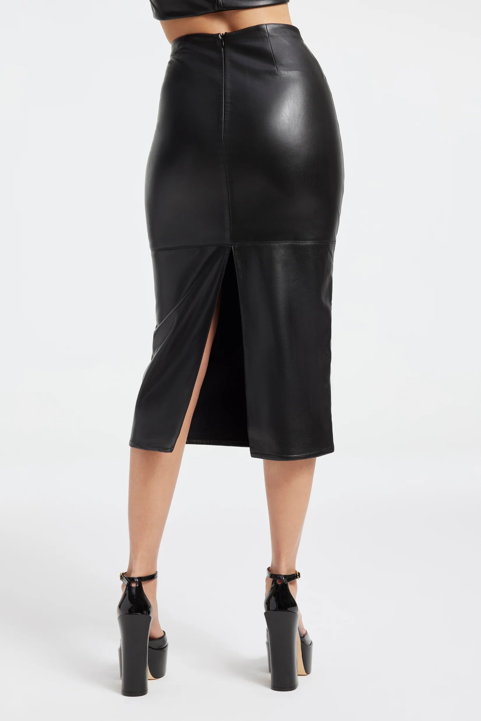 GOOD AMERICAN FAUX LEATHER MIDI SKIRT Envy by Melissa Gorga GOOD AMERICAN FAUX LEATHER MIDI SKIRT Envy by Melissa Gorga