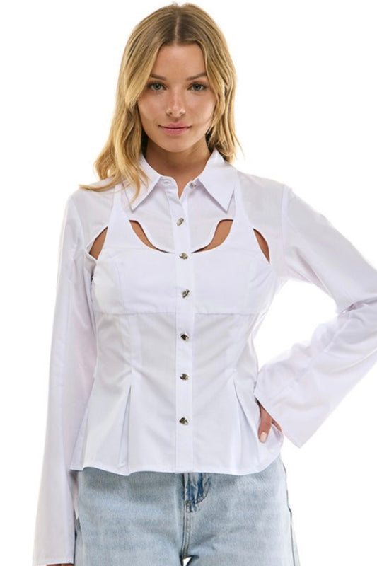 AUDEN PEPLUM BUTTON UP