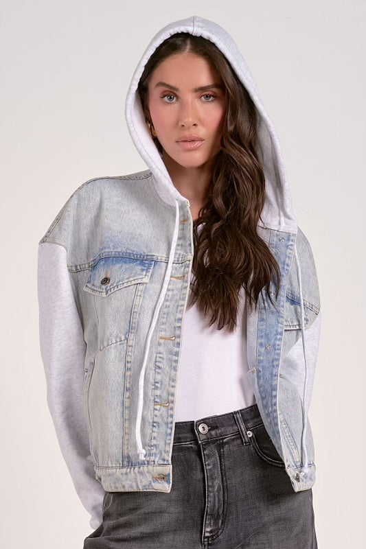 DENIM GREY JACKET HOODIE