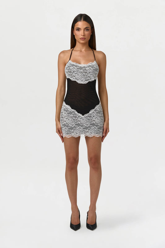 MESH LACE MINI DRESS