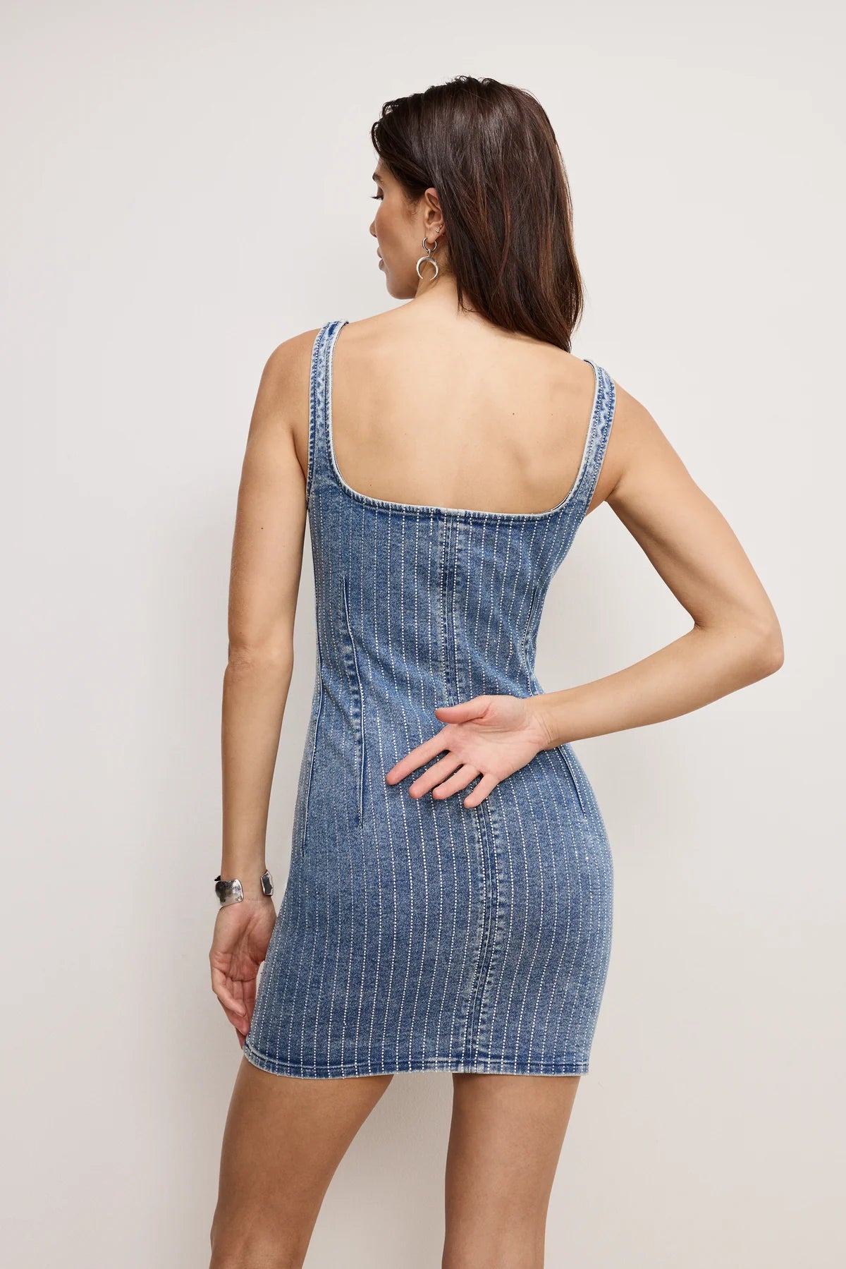 DENIM RHINESTONE DRESS
