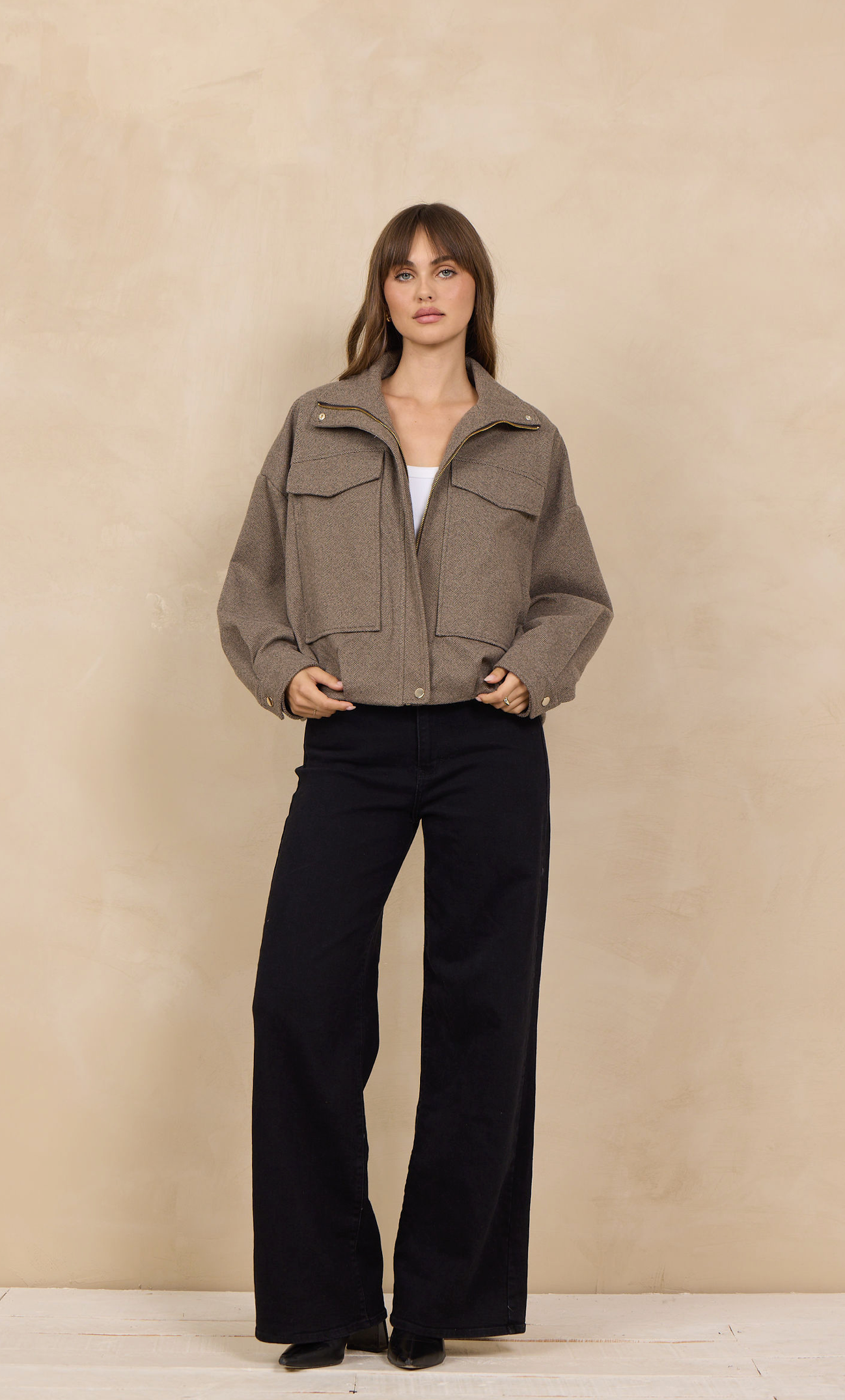 MOCHA BOMBER JACKET ￼