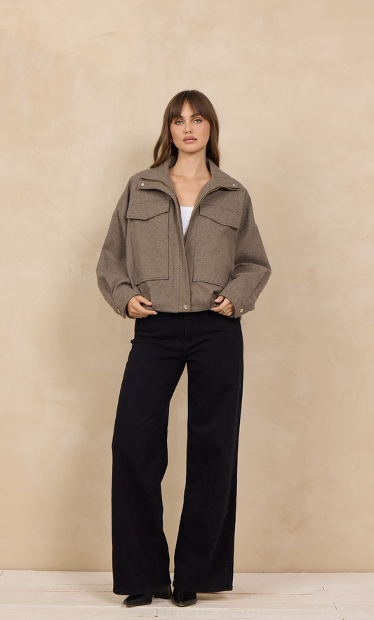 MOCHA BOMBER JACKET ￼