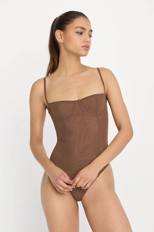 GOOD AMERICAN MESH BUSTIER BODYSUIT