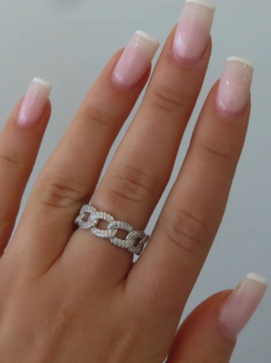 ICED CURB LINK RING