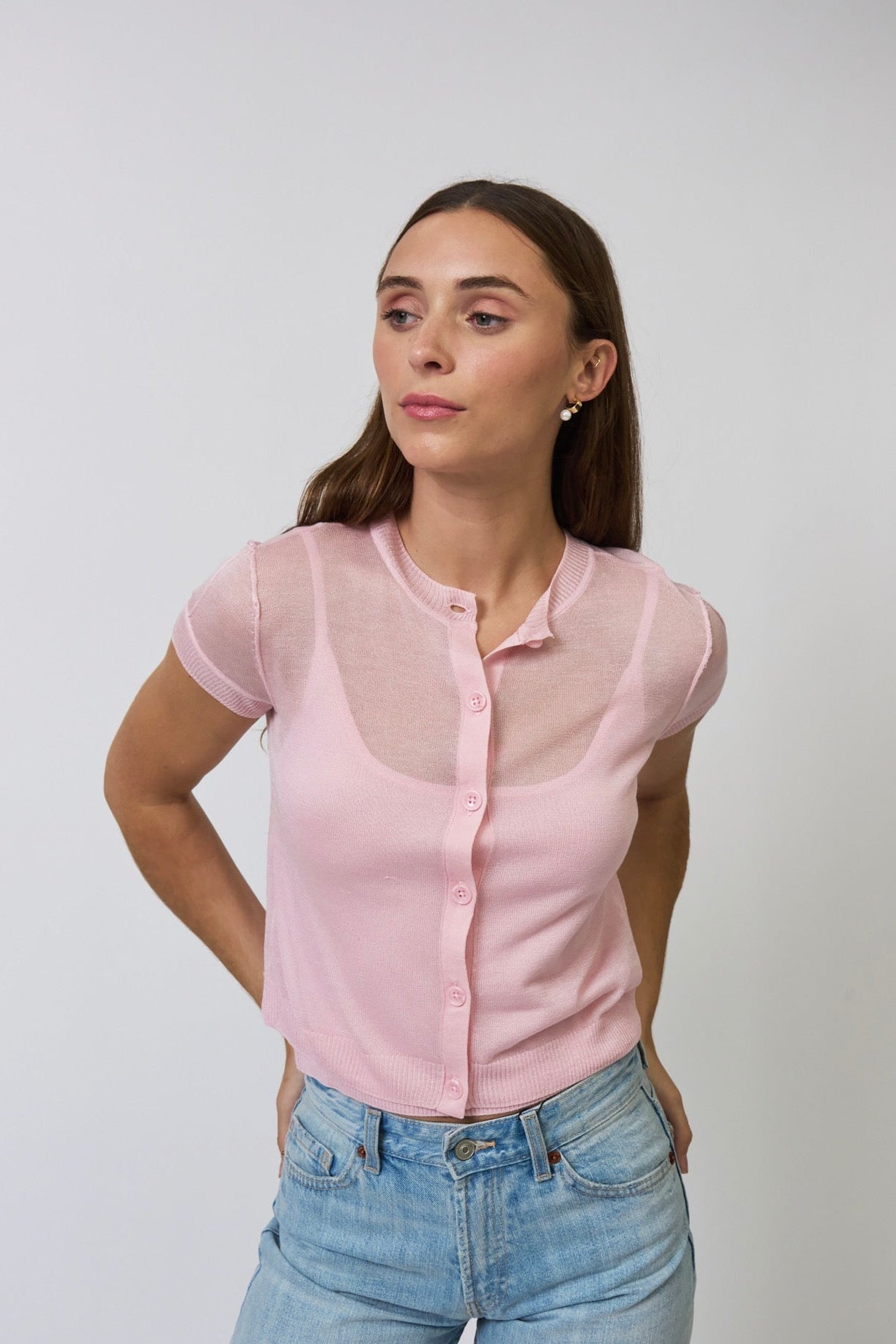 SERENA SHEER CARDI WITH CAMI ￼