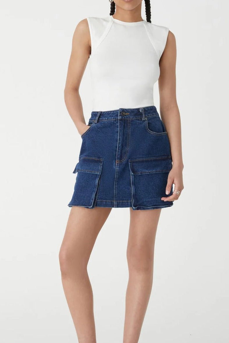 ALED DENIM POCKET SKIRT