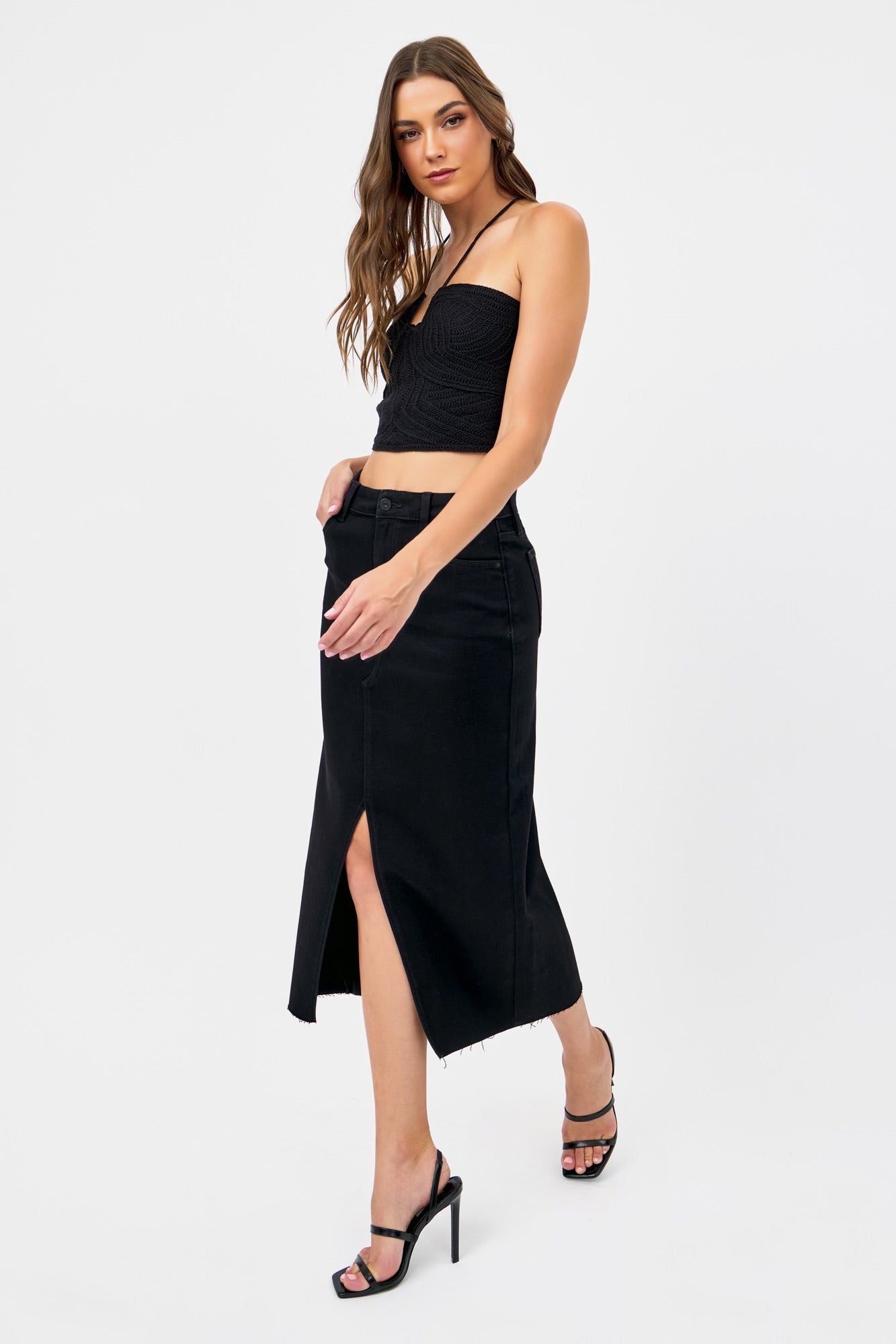 PEYTON BLACK DENIM MIDI