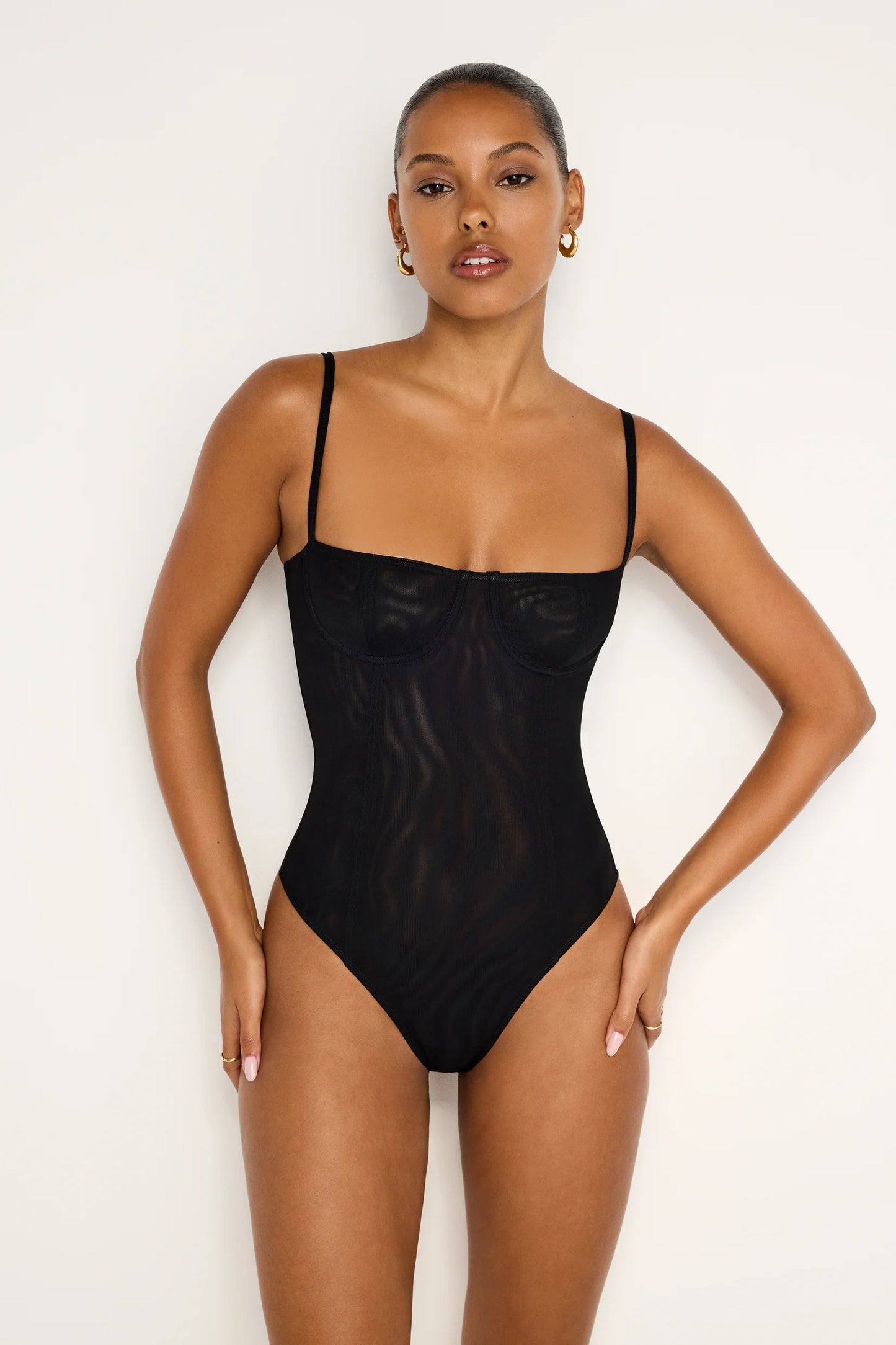 CORSET DEMI MESH BODYSUIT
