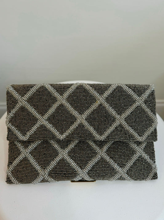 HALF FLAP CLUTCH PEWTER