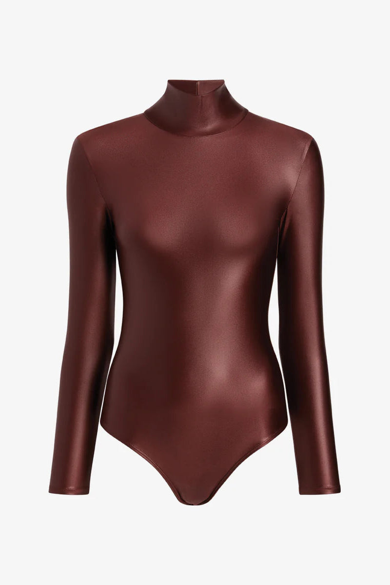 MATTE METALLIC TURTLENECK BODYSUIT