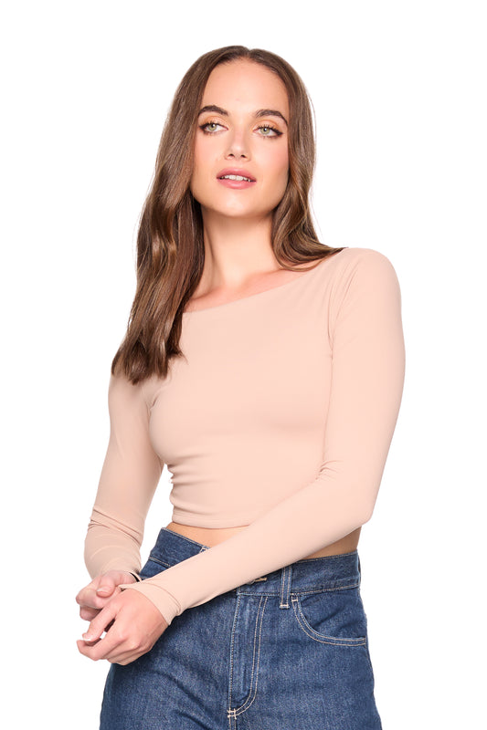 SCOOP BACK LONG SLEEVE