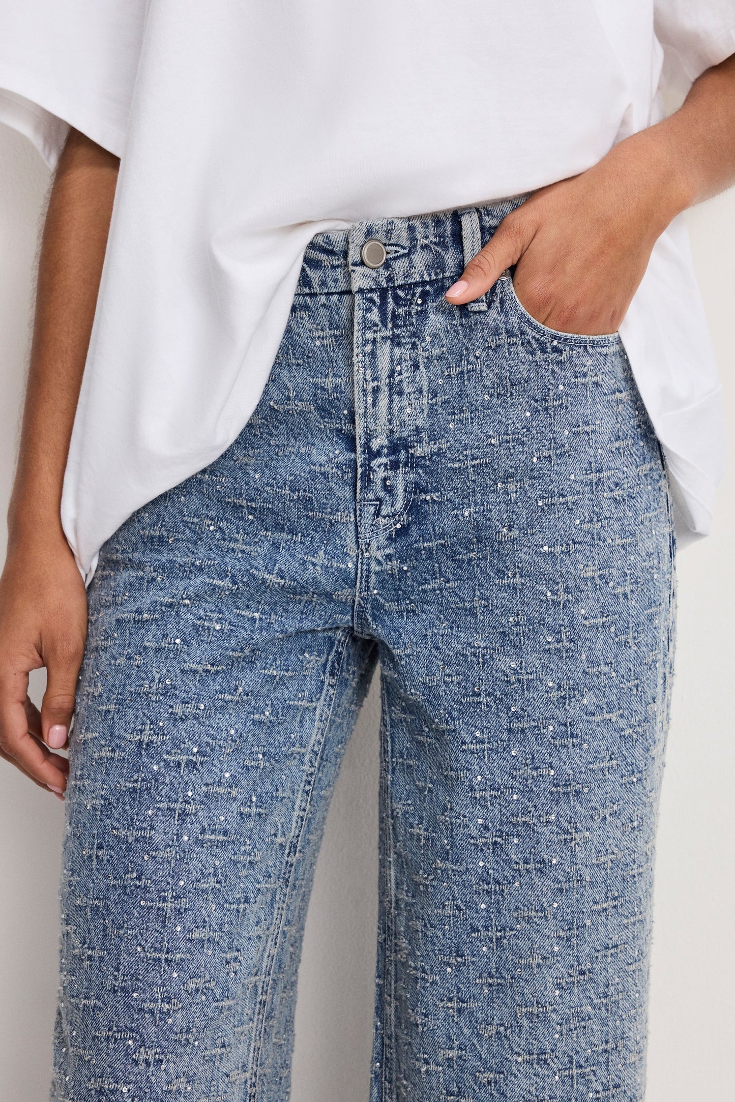 GOOD SKATE WIDE CRYSTAL JEANS