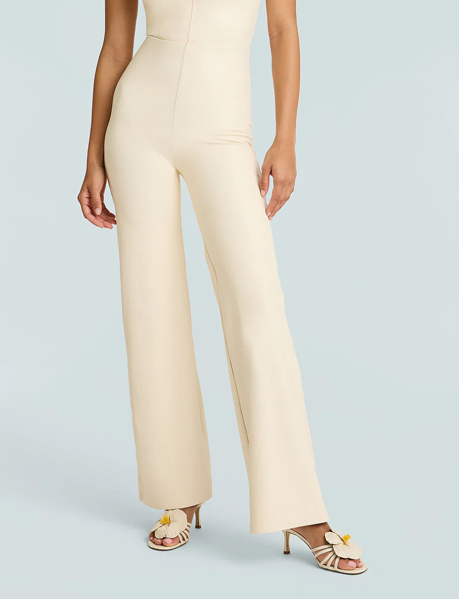 FAUX LEATHER WIDE LEG PANT IVORY