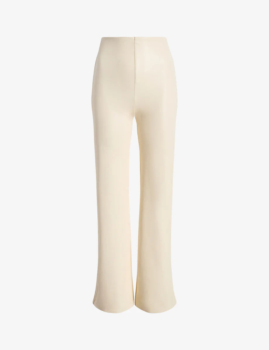 FAUX LEATHER WIDE LEG PANT IVORY