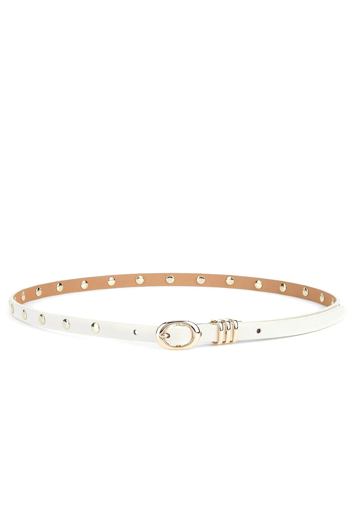 CLASSIC STUDDED SKINNY BELT IN VANILLA