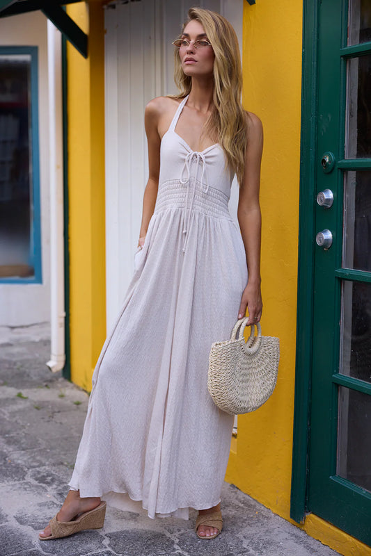 ISLAND IVORY CRINKLE KNIT JUMPSUIT