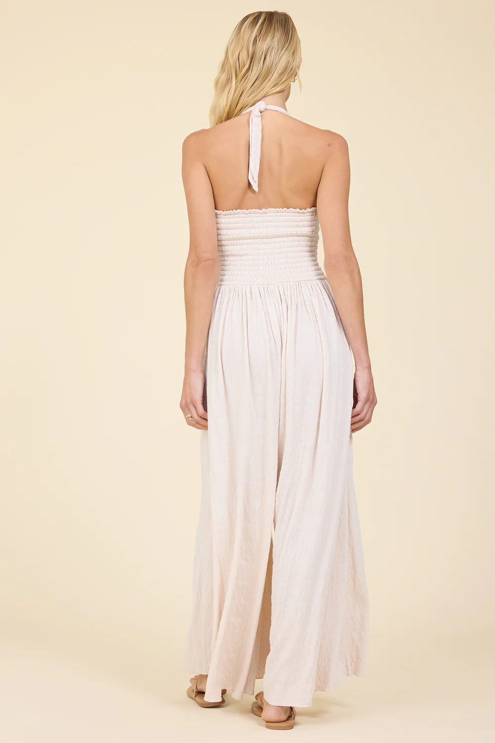 ISLAND IVORY CRINKLE KNIT JUMPSUIT